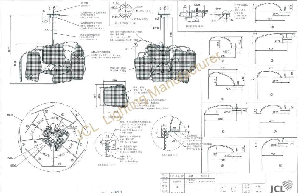 custom chandelier shop drawing for the lobby of Kimpton Hotel Shinjuku Tokyo, Japan