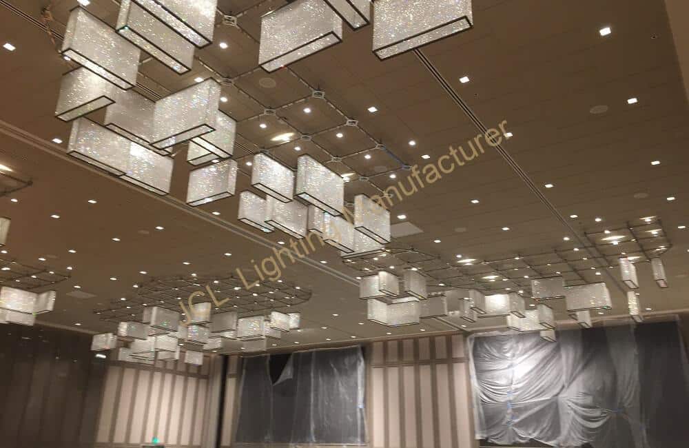 ballroom chandelier installation site of Sheraton Los Angeles San Gabriel