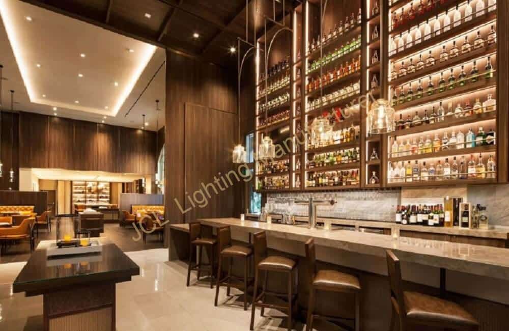 bespoke lighting effect for the steak house bar of Sheraton Los Angeles San Gabriel