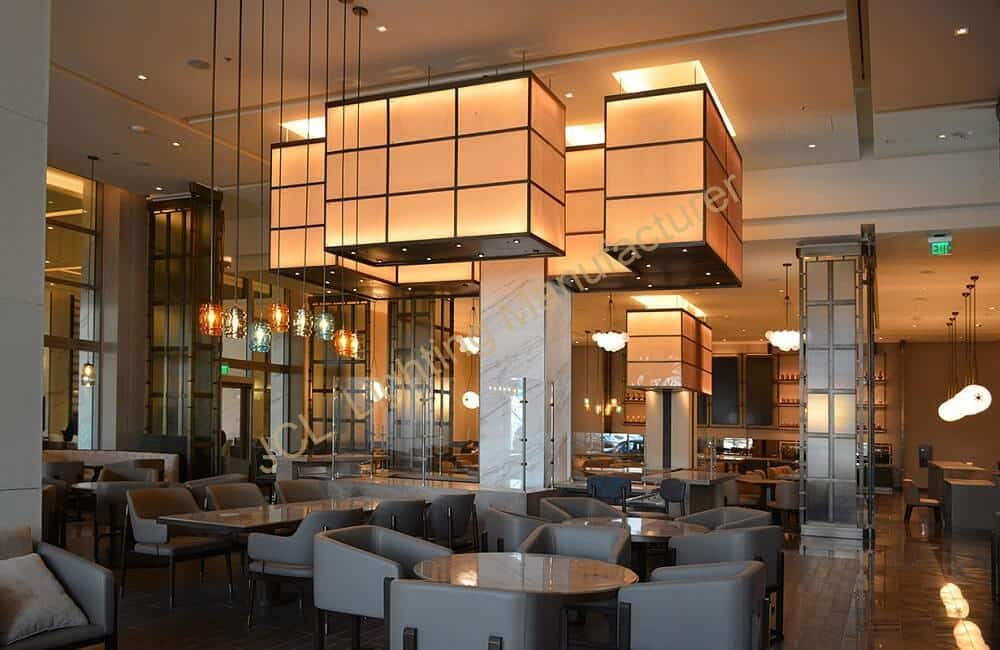 dining area custom lighting effect of Sheraton Los Angeles San Gabriel