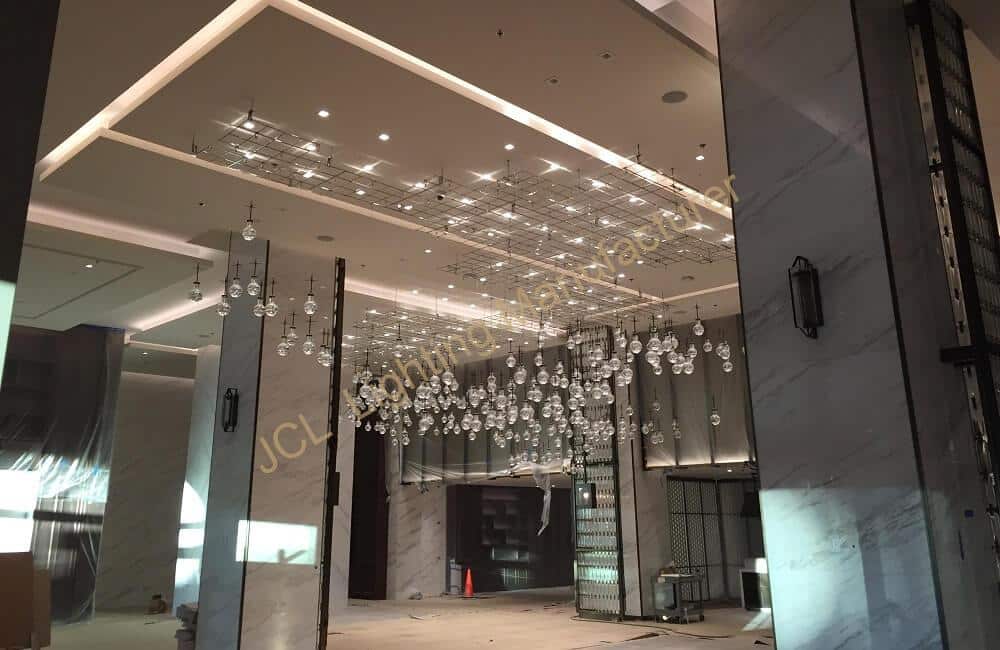 lobby chandelier installation site of Sheraton Los Angeles San Gabriel
